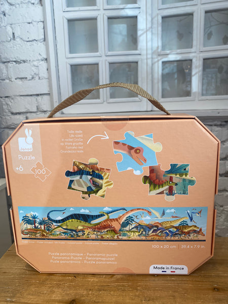 PANORAMATICKÉ PUZZLE V KUFRÍKU DINOSAURY 100KS 6R