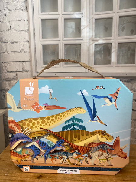 PANORAMATICKÉ PUZZLE V KUFRÍKU DINOSAURY 100KS 6R
