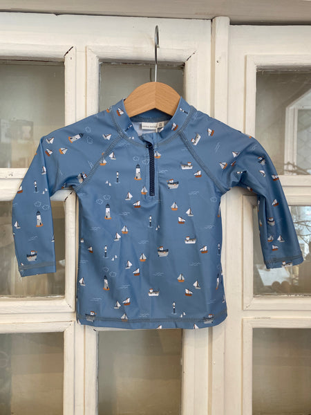 PLAVECKÉ TRIČKO DLHÝ RUKÁV NÁMORNÍCKY ZÁLIV DARK BLUE 74/80
